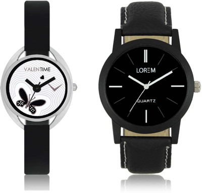 LOREM WAT-W06-0005-W07-0001-COMBOLOREMBlack::White Designer Stylish Shape Best Offer Combo Couple Watch  - For Men & Women   Watches  (LOREM)