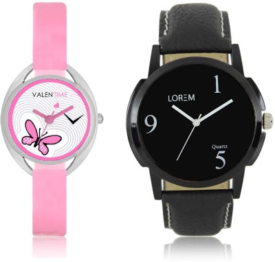 LOREM WAT-W06-0006-W07-0003-COMBOLOREMBlack::White Designer Stylish Shape Best Offer Combo Couple Watch  - For Men & Women   Watches  (LOREM)