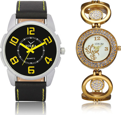 

LOREM VL25LR204 New Latest Stylish Designer Leather-Metal Belt Attractive Different Combo Watch - For Men & Women