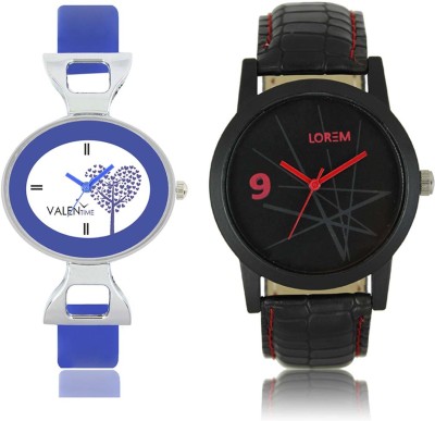 LOREM WAT-W06-0008-W07-0029-COMBOLOREMBlack::White Designer Stylish Shape Best Offer Combo Couple Watch  - For Men & Women   Watches  (LOREM)