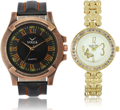 

LOREM VL23LR203 New Latest Stylish Designer Leather-Metal Belt Attractive Different Combo Watch - For Men & Women