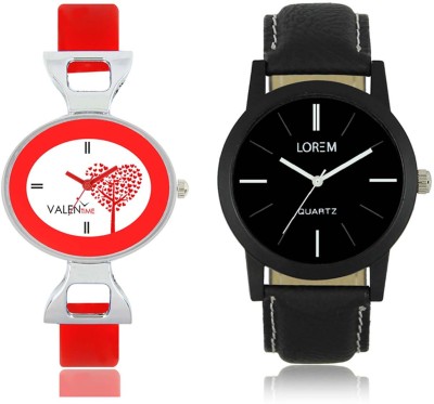 LOREM WAT-W06-0005-W07-0031-COMBOLOREMBlack::White Designer Stylish Shape Best Offer Combo Couple Watch  - For Men & Women   Watches  (LOREM)