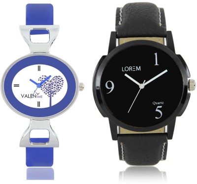 LOREM WAT-W06-0006-W07-0029-COMBOLOREMBlack::White Designer Stylish Shape Best Offer Combo Couple Watch  - For Men & Women   Watches  (LOREM)