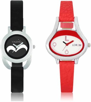 LOREM WAT-W06-0206-W07-0016-COMBOLOREMWhite::Black Designer Stylish Shape Best Offer Combo Beautiful Watch  - For Women   Watches  (LOREM)