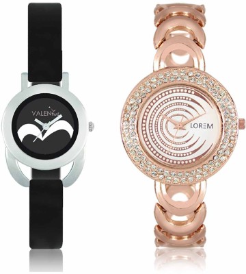 LOREM WAT-W06-0202-W07-0016-COMBOLOREMWhite::Black Designer Stylish Shape Best Offer Bracelet Combo Watch  - For Women   Watches  (LOREM)