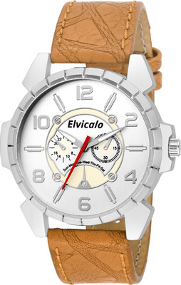 

Elvicalo ELCW03 White Dial With Brown Strap Watch - For Men