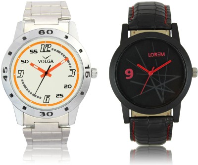 LOREM VL04LR08 New Latest Stylish Designer Leather-Metal Belt Attractive Different Combo Watch  - For Men   Watches  (LOREM)