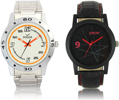 

LOREM VL04LR08 New Latest Stylish Designer Leather-Metal Belt Attractive Different Combo Watch - For Men