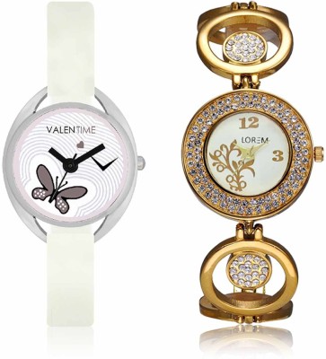 LOREM WAT-W06-0204-W07-0005-COMBOLOREMWhite::White Designer Stylish Shape Best Offer Bracelet Combo Watch  - For Women   Watches  (LOREM)
