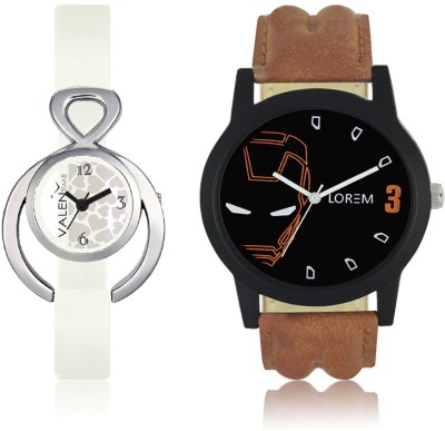 LOREM WAT-W06-0004-W07-0015-COMBOLOREMBlack::White Designer Stylish Shape Best Offer Combo Couple Watch  - For Men & Women   Watches  (LOREM)