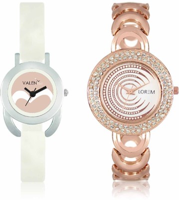 LOREM WAT-W06-0202-W07-0020-COMBOLOREMWhite::White Designer Stylish Shape Best Offer Bracelet Combo Watch  - For Women   Watches  (LOREM)