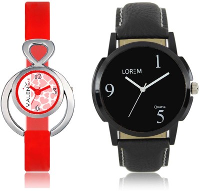 LOREM WAT-W06-0006-W07-0014-COMBOLOREMBlack::White Designer Stylish Shape Best Offer Combo Couple Watch  - For Men & Women   Watches  (LOREM)
