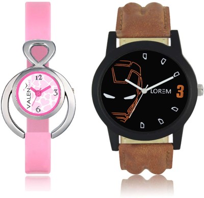 LOREM WAT-W06-0004-W07-0013-COMBOLOREMBlack::White Designer Stylish Shape Best Offer Combo Couple Watch  - For Men & Women   Watches  (LOREM)
