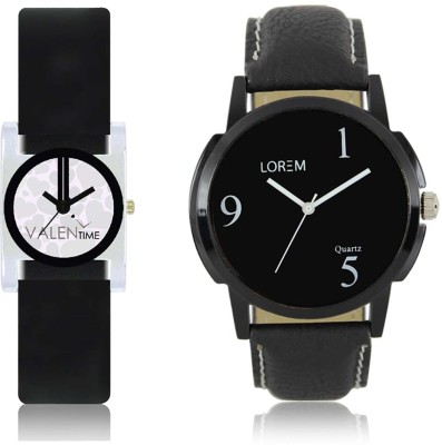 LOREM WAT-W06-0006-W07-0006-COMBOLOREMBlack::White Designer Stylish Shape Best Offer Combo Couple Watch  - For Men & Women   Watches  (LOREM)