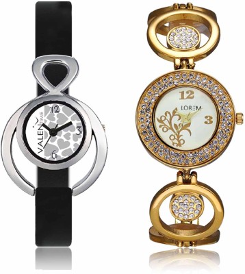 LOREM WAT-W06-0204-W07-0011-COMBOLOREMWhite::White Designer Stylish Shape Best Offer Bracelet Combo Watch  - For Women   Watches  (LOREM)