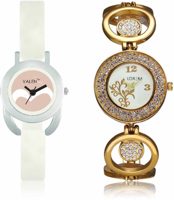 LOREM WAT-W06-0204-W07-0020-COMBOLOREMWhite::White Designer Stylish Shape Best Offer Bracelet Combo Watch  - For Women   Watches  (LOREM)