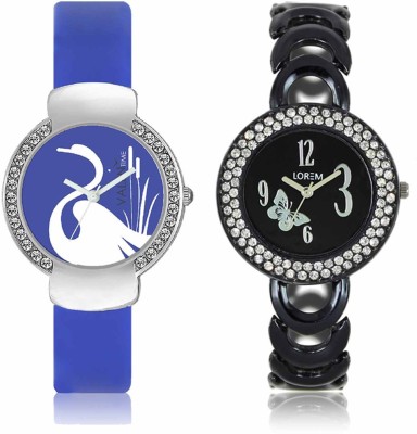 LOREM WAT-W06-0201-W07-0023-COMBOLOREMBlack::Blue Designer Stylish Shape Best Offer Bracelet Combo Watch  - For Women   Watches  (LOREM)