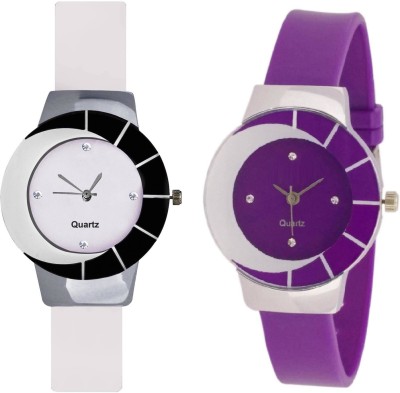 KNACK Black white different shape with purple and white multicolor and attractive glass glory Watch  - For Girls   Watches  (KNACK)