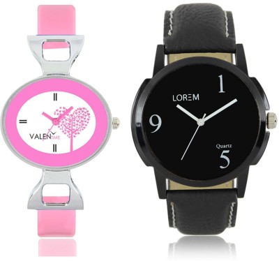 LOREM WAT-W06-0006-W07-0030-COMBOLOREMBlack::White Designer Stylish Shape Best Offer Combo Couple Watch  - For Men & Women   Watches  (LOREM)
