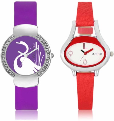 LOREM WAT-W06-0206-W07-0022-COMBOLOREMWhite::Purple Designer Stylish Shape Best Offer Combo Beautiful Watch  - For Women   Watches  (LOREM)