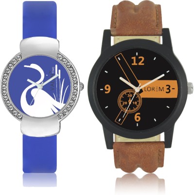 LOREM WAT-W06-0001-W07-0023-COMBOLOREMBlack::Brown::Blue Designer Stylish Shape Best Offer Combo Couple Watch  - For Men & Women   Watches  (LOREM)