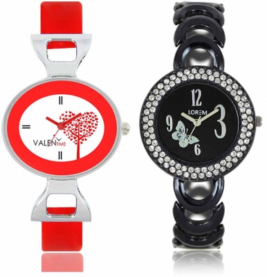 LOREM WAT-W06-0201-W07-0031-COMBOLOREMBlack::White Designer Stylish Shape Best Offer Bracelet Combo Watch  - For Women   Watches  (LOREM)