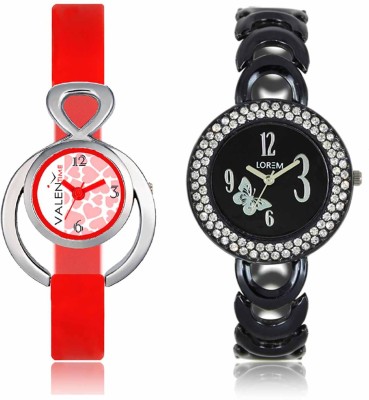 LOREM WAT-W06-0201-W07-0014-COMBOLOREMBlack::White Designer Stylish Shape Best Offer Bracelet Combo Watch  - For Women   Watches  (LOREM)