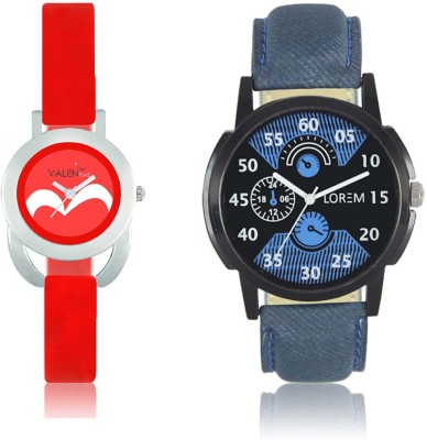 LOREM WAT-W06-0002-W07-0019-COMBOLOREMBlack::Blue::Red Designer Stylish Shape Best Offer Combo Couple Watch  - For Men & Women   Watches  (LOREM)