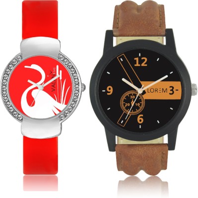 LOREM WAT-W06-0001-W07-0025-COMBOLOREMBlack::Brown::Red Designer Stylish Shape Best Offer Combo Couple Watch  - For Men & Women   Watches  (LOREM)