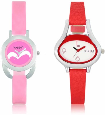 LOREM WAT-W06-0206-W07-0018-COMBOLOREMWhite::Pink Designer Stylish Shape Best Offer Combo Beautiful Watch  - For Women   Watches  (LOREM)
