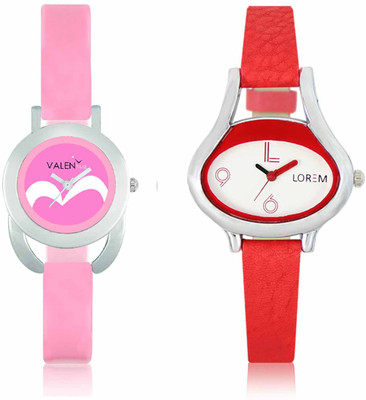 View LOREM WAT-W06-0206-W07-0018-COMBOLOREMWhite::Pink Designer Stylish Shape Best Offer Combo Beautiful Watch  - For Women Wrist Watches Price Online(LOREM)