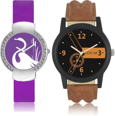 LOREM WAT-W06-0001-W07-0022-COMBOLOREMBlack::Brown::Purple Designer Stylish Shape Best Offer Combo Couple Watch  - For Men & Women   Watches  (LOREM)