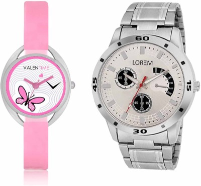 LOREM WAT-W06-0101-W07-0003-COMBOLOREMSilver::White Designer Stylish Shape Best Offer Combo Couple Watch  - For Men & Women   Watches  (LOREM)