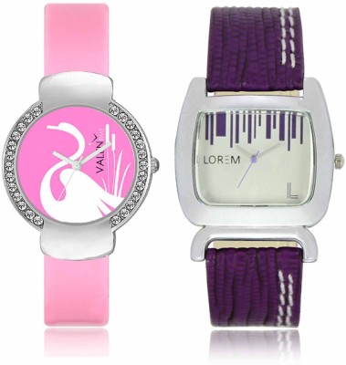 LOREM WAT-W06-0207-W07-0024-COMBOLOREMSilver::Pink Designer Stylish Shape Best Offer Combo Beautiful Watch  - For Women   Watches  (LOREM)