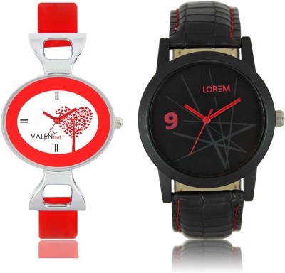 LOREM WAT-W06-0008-W07-0031-COMBOLOREMBlack::White Designer Stylish Shape Best Offer Combo Couple Watch  - For Men & Women   Watches  (LOREM)