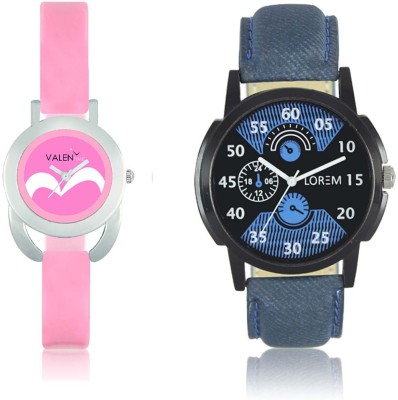 LOREM WAT-W06-0002-W07-0018-COMBOLOREMBlack::Blue::Pink Designer Stylish Shape Best Offer Combo Couple Watch  - For Men & Women   Watches  (LOREM)