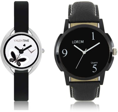 LOREM WAT-W06-0006-W07-0001-COMBOLOREMBlack::White Designer Stylish Shape Best Offer Combo Couple Watch  - For Men & Women   Watches  (LOREM)
