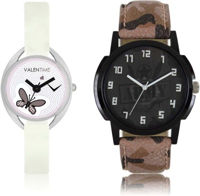LOREM WAT-W06-0003-W07-0005-COMBOLOREMBlack::White Designer Stylish Shape Best Offer Combo Couple Watch  - For Men & Women   Watches  (LOREM)