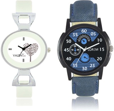 LOREM WAT-W06-0002-W07-0032-COMBOLOREMBlack::Blue::White Designer Stylish Shape Best Offer Combo Couple Watch  - For Men & Women   Watches  (LOREM)