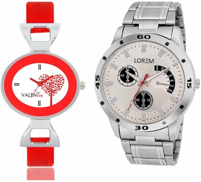 LOREM WAT-W06-0101-W07-0031-COMBOLOREMSilver::White Designer Stylish Shape Best Offer Combo Couple Watch  - For Men & Women   Watches  (LOREM)