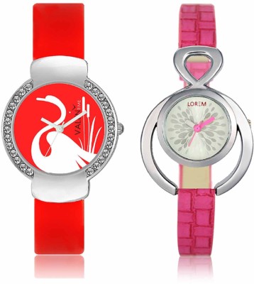 LOREM WAT-W06-0205-W07-0025-COMBOLOREMSilver::Red Designer Stylish Shape Best Offer Combo Beautiful Watch  - For Women   Watches  (LOREM)
