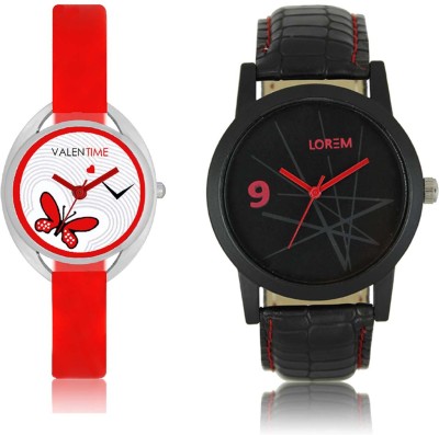 LOREM WAT-W06-0008-W07-0004-COMBOLOREMBlack::White Designer Stylish Shape Best Offer Combo Couple Watch  - For Men & Women   Watches  (LOREM)