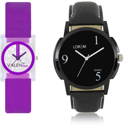 LOREM WAT-W06-0006-W07-0007-COMBOLOREMBlack::White Designer Stylish Shape Best Offer Combo Couple Watch  - For Men & Women   Watches  (LOREM)