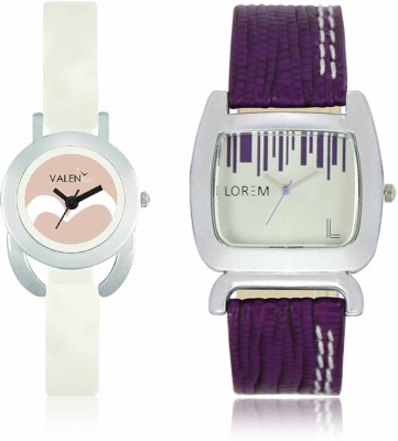 LOREM WAT-W06-0207-W07-0020-COMBOLOREMSilver::White Designer Stylish Shape Best Offer Combo Beautiful Watch  - For Women   Watches  (LOREM)