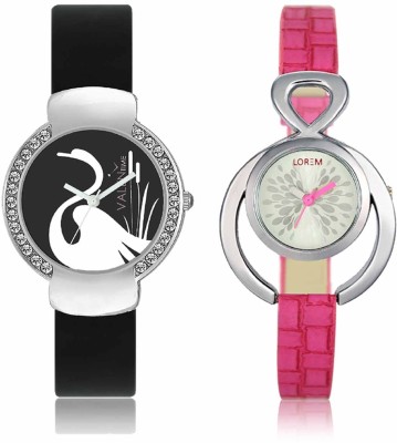 LOREM WAT-W06-0205-W07-0021-COMBOLOREMSilver::Black Designer Stylish Shape Best Offer Combo Beautiful Watch  - For Women   Watches  (LOREM)