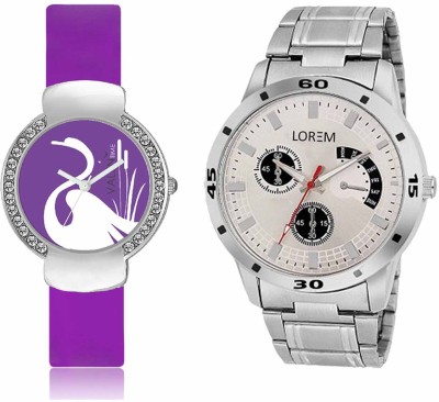 LOREM WAT-W06-0101-W07-0022-COMBOLOREMSilver::Purple Designer Stylish Shape Best Offer Combo Couple Watch  - For Men & Women   Watches  (LOREM)