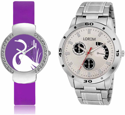 

LOREM WAT-W06-0101-W07-0022-COMBOLOREMSilver::Purple Designer Stylish Shape Best Offer Combo Couple Watch - For Men & Women