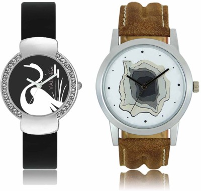 LOREM WAT-W06-0009-W07-0021-COMBOLOREMWhite::Black Designer Stylish Shape Best Offer Combo Couple Watch  - For Men & Women   Watches  (LOREM)