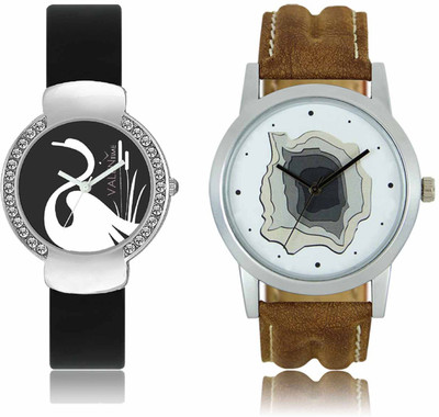 

LOREM WAT-W06-0009-W07-0021-COMBOLOREMWhite::Black Designer Stylish Shape Best Offer Combo Couple Watch - For Men & Women