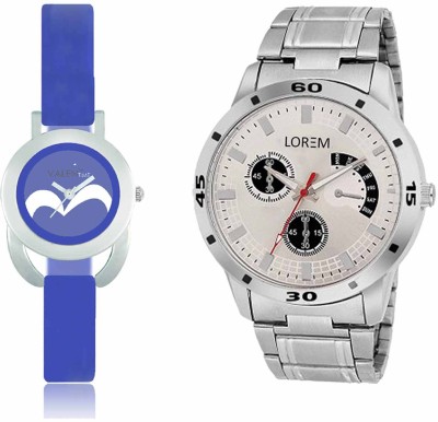 LOREM WAT-W06-0101-W07-0017-COMBOLOREMSilver::Blue Designer Stylish Shape Best Offer Combo Couple Watch  - For Men & Women   Watches  (LOREM)